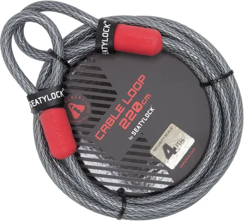 Vista 7 de SeatyLock Candado de cable para bicicleta, cable de acero trenzado triple antirrobo con bucles para seguridad de bicicleta, ajuste universal, cables
