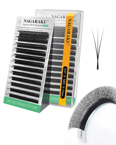 Vista 93 de NAGARAKU Extensiones de pestañas prefabricadas en abanico 3D W 0.05 C 0.315 0.05-C 3D W