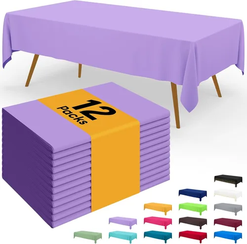 Vista 23 de Smiry - Juego de 6 manteles desechables, 54 x 78 pulgadas, manteles impermeables rectangulares para fiestas, cubierta de mesa de plástico