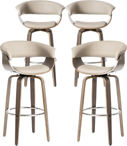 Vista 19 de Glitzhome Juego de 2 taburetes giratorios de altura de mostrador, sillas tapizadas de tela de 24.5 pulgadas de alto con respaldo y reposapiés