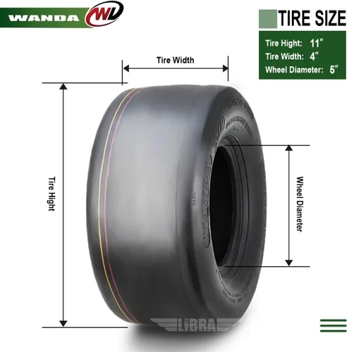 Vista 4 de WANDA 11x4-5 Neumático de césped para carrito utilitario de cortacésped de giro cero 11x4x5 11x4.00-5/4 capas - 13204