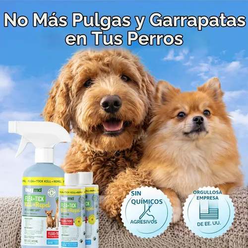 Vista 6 de BugMD Spray para pulgas y garrapatas para perros - Mata y repele al contacto