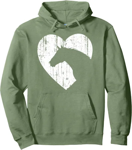 Vista 5 de Sudadera con capucha con estampado gráfico ecuestre y silueta de corazón de caballo para vaquera, Negro, S