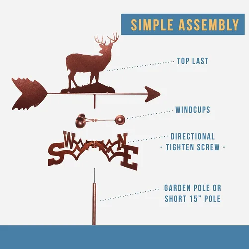 Vista 3 de SWEN Products Veleta Deer Buck (montaje ajustable incluido)