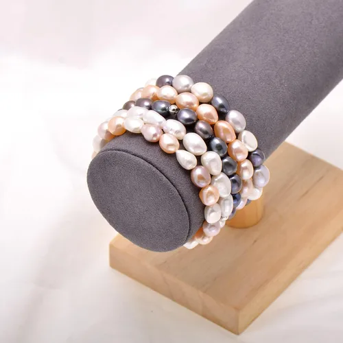Vista 4 de Joseph Brothers Pulsera de perlas de agua dulce cultivadas blancas para mujer, 7 pulgadas