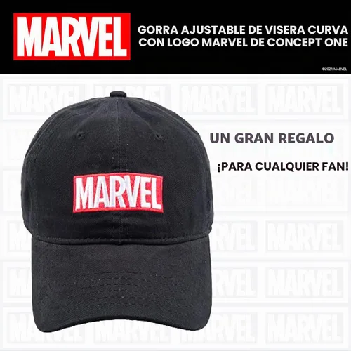 Vista 6 de Concept One Marvel Logo - Gorro ajustable de algodón para papá, negro, talla única, Negro