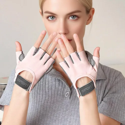 Vista 8 de Guantes de entrenamiento para gimnasio Guantes de levantamiento de pesas Guantes de ciclismo de dedo corto Guantes deportivos para hombres y mujeres