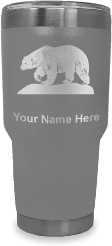 Vista 39 de LaserGram Vaso aislado al vacío de 20 onzas, oso polar, grabado personalizado incluido (negro)