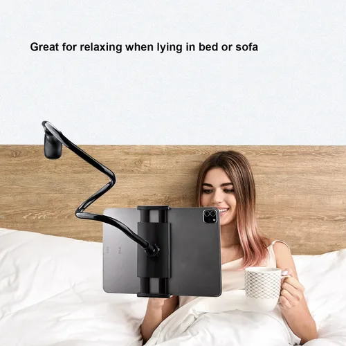 Vista 6 de Soporte para Tableta y Teléfono con Cuello de Cisne Soporte para Kindle para Cama Soporte flexible de 33 pulgadas con abrazadera de brazo largo