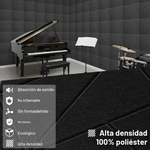 Vista 4 de Art3dwallpanels Paquete de 12 Paneles Acústicos de 12" X 12" Paneles de Pared Insonorizantes Autoadhesivos Amortiguadores de Sonido, Decoración