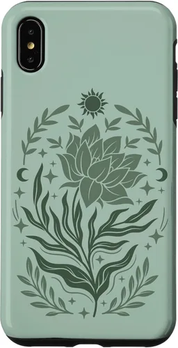 Vista 11 de Sage & Green Flowers Sun Crescent Moon Boho Floral Celestial Case for iPhone 16