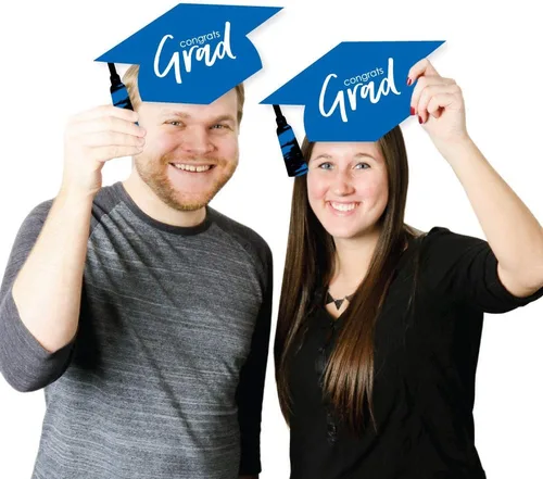 Vista 3 de Big Dot of Happiness Best is Yet to Come - Gorro de graduación para decoración de graduación, 20 unidades, Azul, negro, blanco