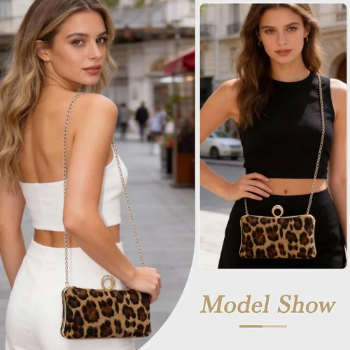 Vista 6 de Women Clutch Purse with Chain- Elegant Evening Bag for Wedding, Prom, Cocktail Party & Formal