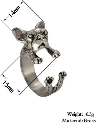 Vista 5 de Queenbox - Anillo para mujer, diseño de bulldog francés