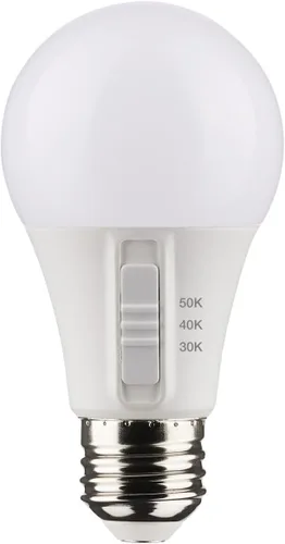 Vista 4 de Satco Bombilla LED S11775 9W 120V A19; Base mediana E26; CCT seleccionable; acabado blanco; 90 CRI (4 bombillas LED)