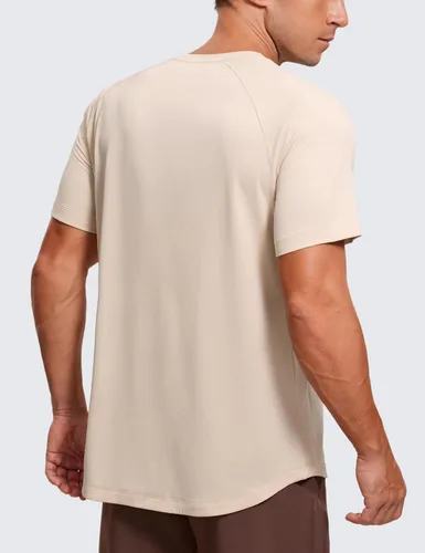 Vista 2 de CRZ YOGA Crewneck Workout Shirts for Men - Quick Dry Running Athletic T-Shirts Lightweight Basic Tops