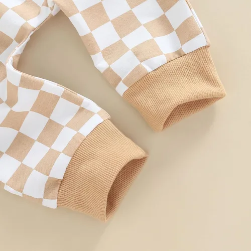 Vista 7 de Pantalones deportivos de algodón con estampado a cuadros para bebés y niñas pequeños