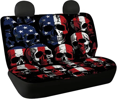 Vista 14 de AFPANQZ Funda protectora para asiento trasero de automóvil, con bandera patriótica estadounidense, solo para asiento trasero de automóvil, camión