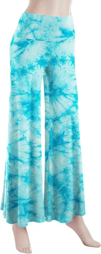 Vista 2 de Made By Johnny MBJ - Pantalones Palazzo de pierna ancha sólidos y teñidos con técnica batik, cómodos y casuales para mujer (XS~5XL)