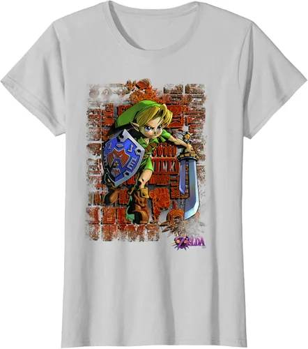 Vista 15 de Legend of Zelda Majoras Mask Link Action Retrato Camiseta Negro