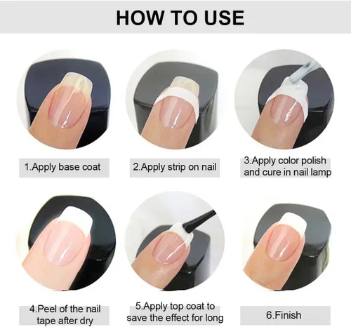 Vista 5 de Calcomanías de uñas con punta francesa para arte de uñas, tira de manicura francesa, 24 hojas 24 hojas de punta francesa