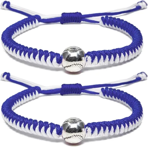 Vista 11 de Pulseras trenzadas hechas a mano, regalos de béisbol para niños, pulseras ajustables con cuentas de béisbol, pulseras de béisbol inspiradoras
