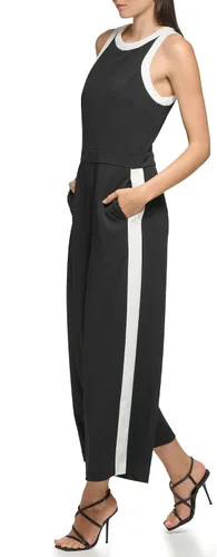 Vista 4 de Karl Lagerfeld Paris Womens Blak and White Pockets Framing Jumpsuit