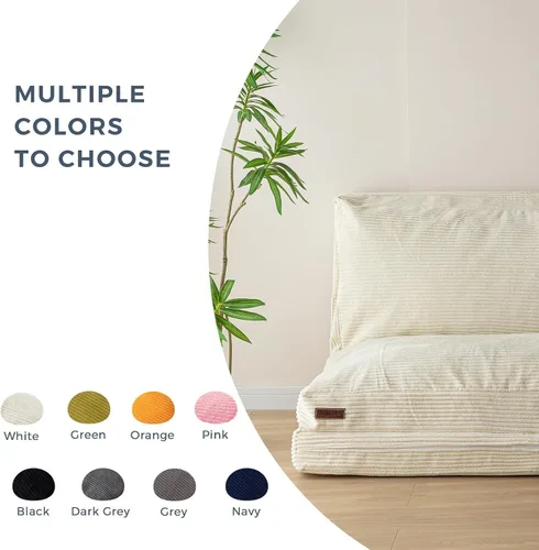 Vista 6 de MAXYOYO Sofá cama plegable, sofá de suelo, silla convertible con funda lavable, sofá de suelo, sillón, puf, cama para sala de estar, beige, 39 x 91