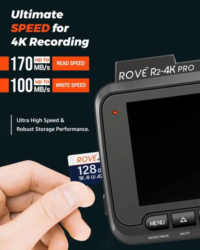 Vista 2 de ROVE Ultimate Micro SD Card microSDXC 128GB tarjeta de memoria con USB 3.2 tipo C lector de tarjetas 512GB 170MB/s C10, U3, V30, 4K, A2 para Dash