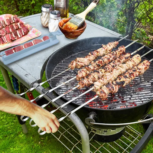 Vista 6 de Molde para Hacer Kebab Plástico Prensa para Pinchos de Carne Herramienta para Hacer Kebab Barbacoa (Gris)