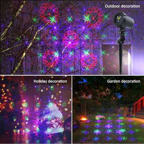 Vista 6 de MHAZDZE Proyector de Navidad láser al aire libre Luces Proyector láser decorativo de 18 patrones para el hogar y el jardín