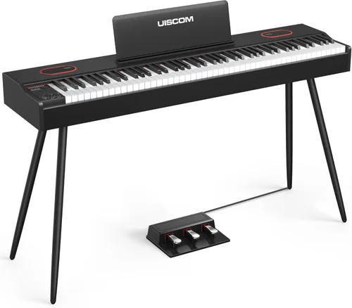 Vista 8 de UISCOM Digital Piano Keyboard,88 Key Weighted Keyboard Piano,Triple Pedal White