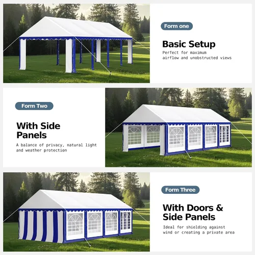 Vista 5 de MFSTUDIO - Carpa para fiesta de 13 x 26 pies, carpas para exteriores de alta resistencia con paredes laterales extraíbles, gran carpa de refugio