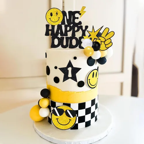 Vista 3 de 24 adornos para tartas de 1er cumpleaños, decoración hippie para cupcakes para boda, suministros de revelación de género (estilo 1)