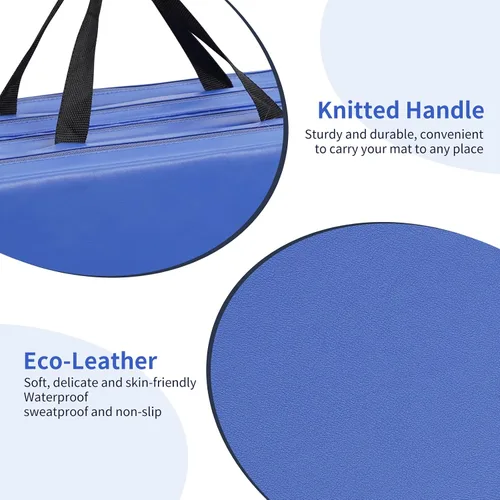 Vista 5 de ZENOVA Tapete de yoga plegable, tapete de gimnasia de 2 pulgadas de grosor para hombres y mujeres, tapete de gimnasio con asa para yoga, pilates