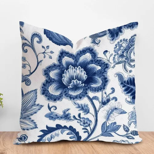 Vista 22 de ArogGeld Funda de cojín azul índigo floral y pájaro azul marino chinoiserie chinoiserie peonía cuadrada almohada tradicional china china europea