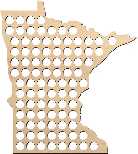 Vista 12 de Mapa con tapas de cerveza, 50 estados, Madera