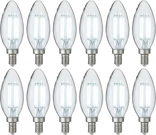 Vista 10 de Sunlite Bombilla LED de filamento B11 con punta de torpedo, 5 vatios (equivalente a 60 W), 600 lúmenes, 90CRI, base de candelabro E12, regulable