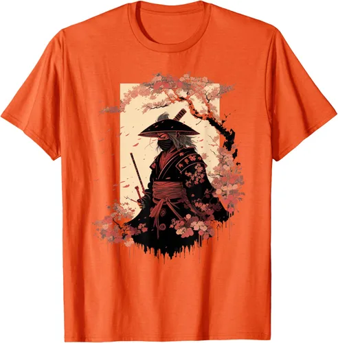 Vista 94 de Camiseta estética vintage samurái de arte japonés samurái retro cereza, Negro
