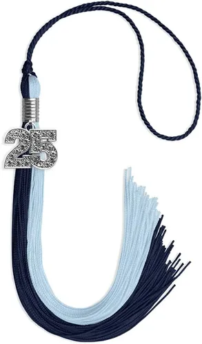 Vista 61 de Endea Graduation Borla de doble color con dije de plata brillante (negro/oro antiguo, 2025)
