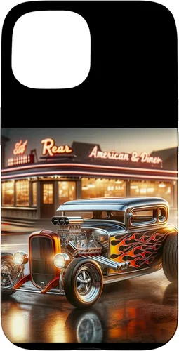 Vista 6 de Classic Hot Rod Retro Vintage Custom Hotrod Car Illustration Case for iPhone 17