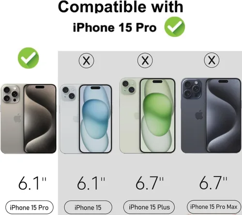 Vista 2 de luolnh Funda compatible con iPhone 15 Pro, para mujeres y niñas, a prueba de golpes, transparente, patrón floral, carcasa trasera dura para iPhone