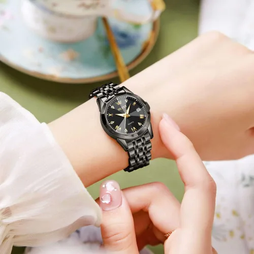 Vista 15 de OLEVS Reloj de mujer con diamantes de moda, analógico, de cuarzo, de acero inoxidable, para mujer, pequeño, para fecha, impermeable, luminoso