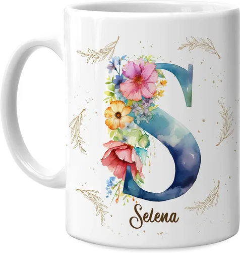 Vista 20 de Hyturtle Taza de café personalizada con inicial con nombre, monograma de cumpleaños, regalos de Navidad para niñas y mujeres, letra A del alfabeto