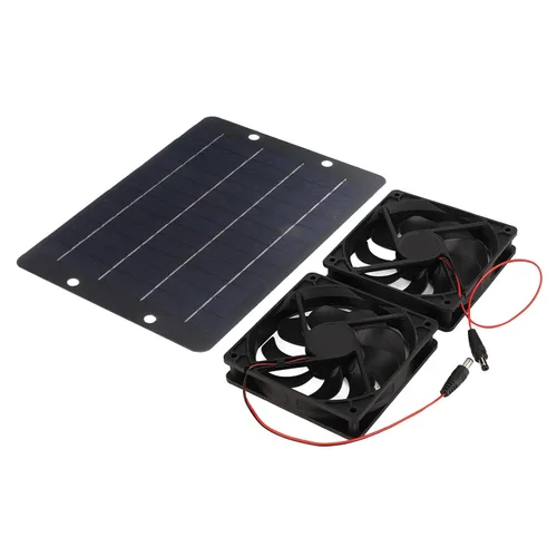Vista 3 de Kit de ventiladores de panel solar, ventilador doble alimentado por panel solar de 10 W y 12 V, ventilador a dos aguas portátil, ventilador