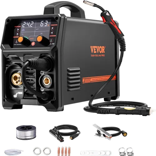 Vista 11 de VEVOR Soldador MIG, Máquina de Soldadura MIG Sinérgica de 160A, Máquina Soldadora Multiproceso 4-en-1 MIG con Gas/MIG con Núcleo