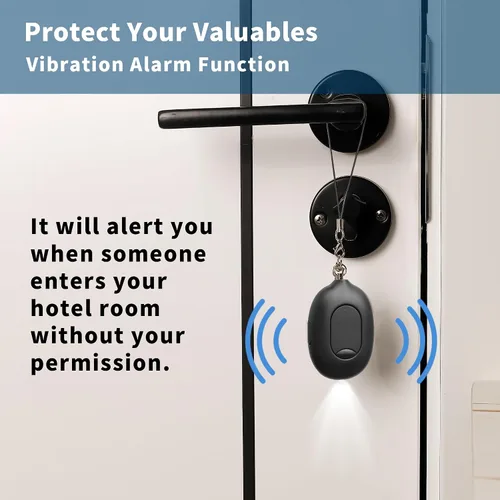 Vista 2 de Door Stop Alarms for Travel, 130dB Loud Portable Vibration Sensor with LED Flashing, USB Rechargeable Security Alarm for Travel Hotel Home