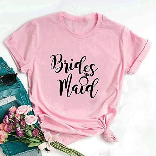 Vista 2 de Novia y dama de honor camiseta fiesta de novia despedida de soltera propuesta de dama de honor equipo de regalo novia tribu I Do tribu boda
