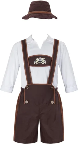 Vista 3 de frawirshau Disfraz bávaro para hombre, disfraz de Oktoberfest para adultos, disfraz alemán, disfraz de festival de cerveza