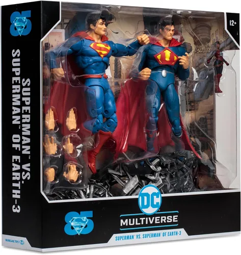 Vista 16 de McFarlane Toys - DC Multiverse Superman vs Superman de la Tierra-3 con Atomica 7in Figura 2pk